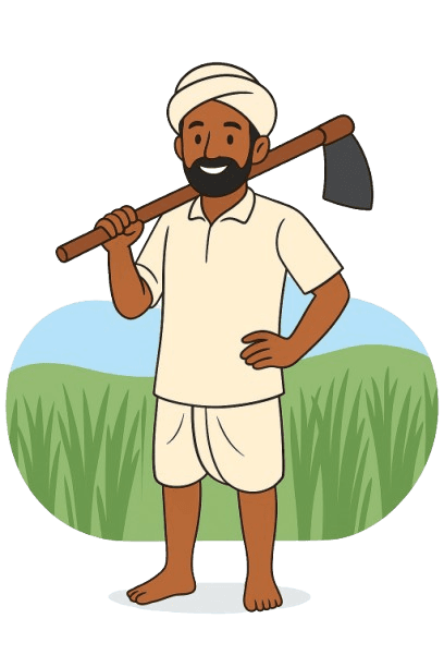 Illustration of a farmer in a field